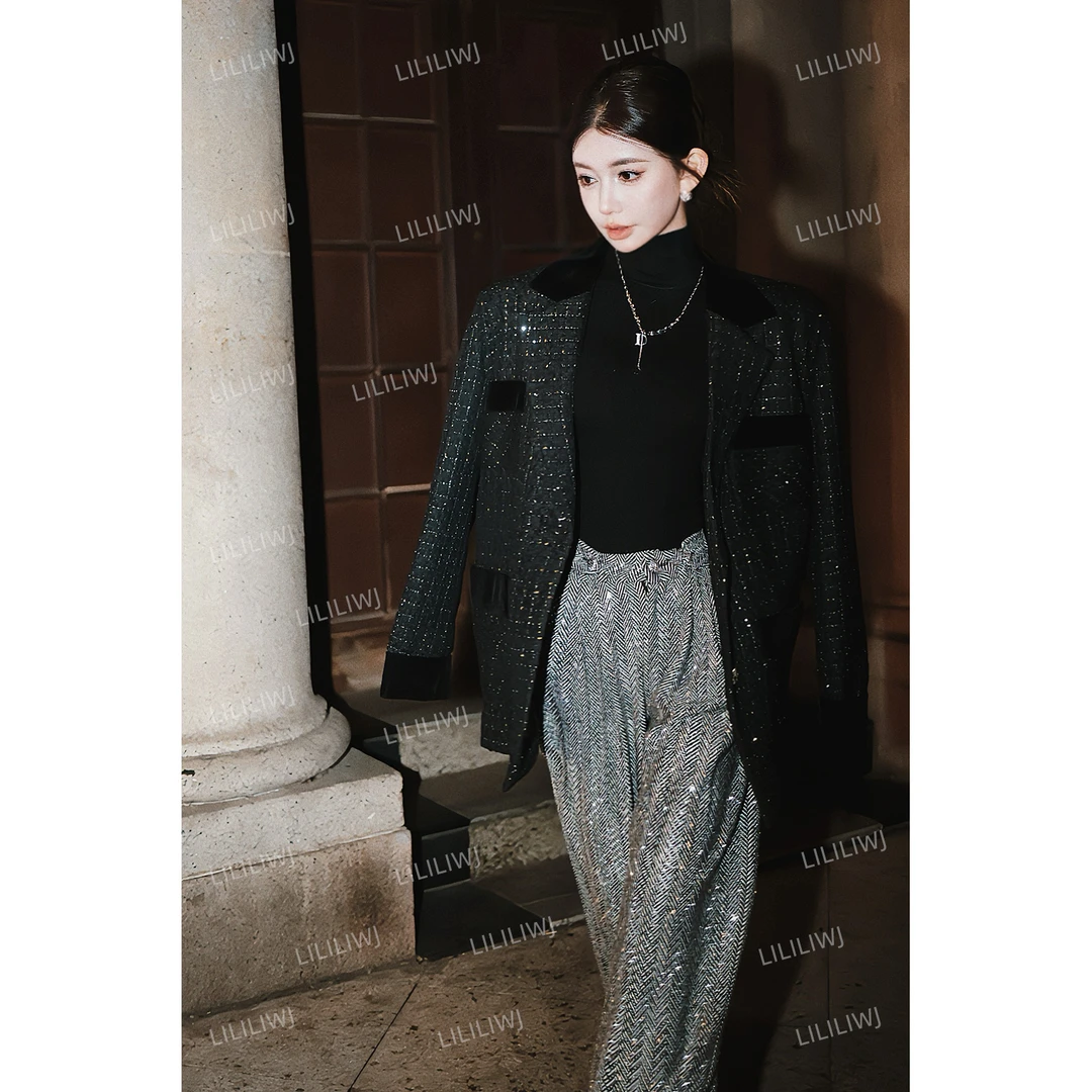 婉君【豪门小姐】小香风毛呢重工英伦宽松西装外套LWJ24D4C2578