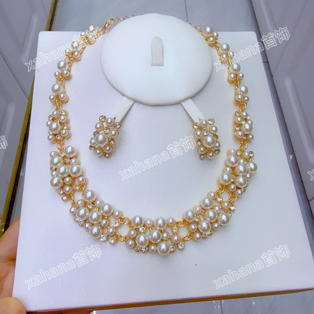 铜合金亚克力项链 新款时尚婚礼佩戴两件套首饰网红气质爆款高级