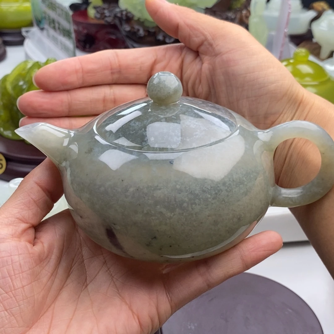 岫玉未镶嵌四大名玉茶壶