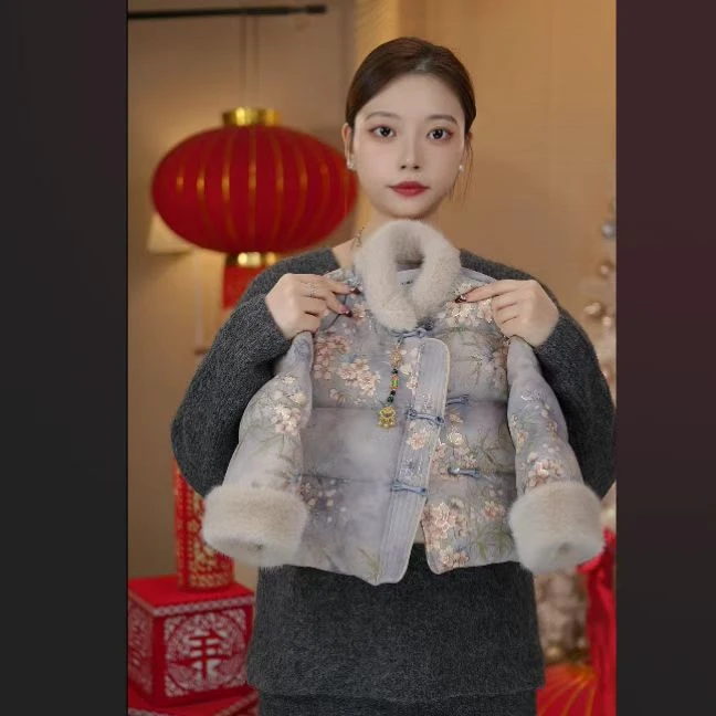 中式冬季加厚中国风设计师保暖喜庆拜年服39642秋冬