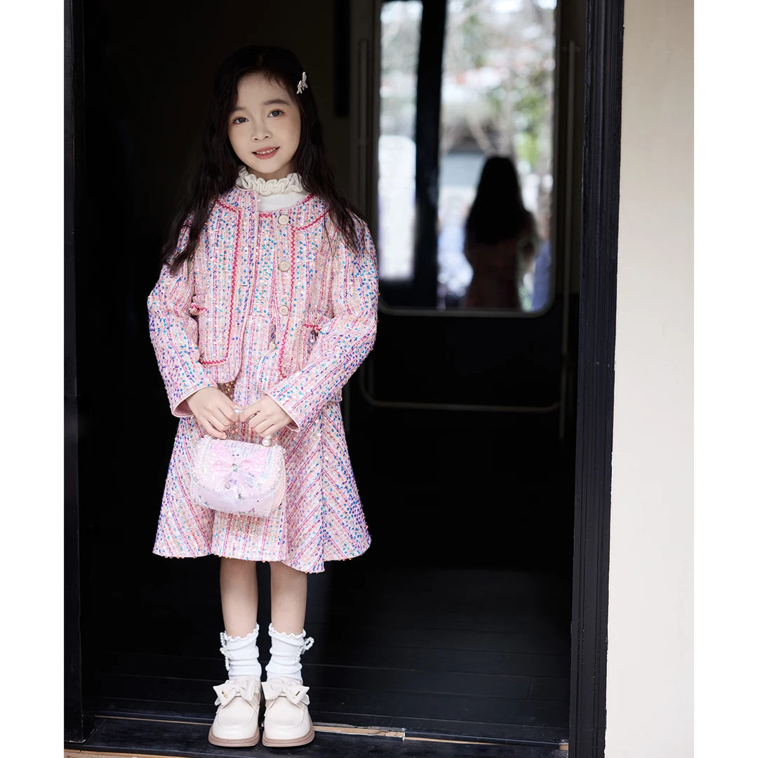 童一密度{莹粉星悦}女童秋冬新款亮片套装T156