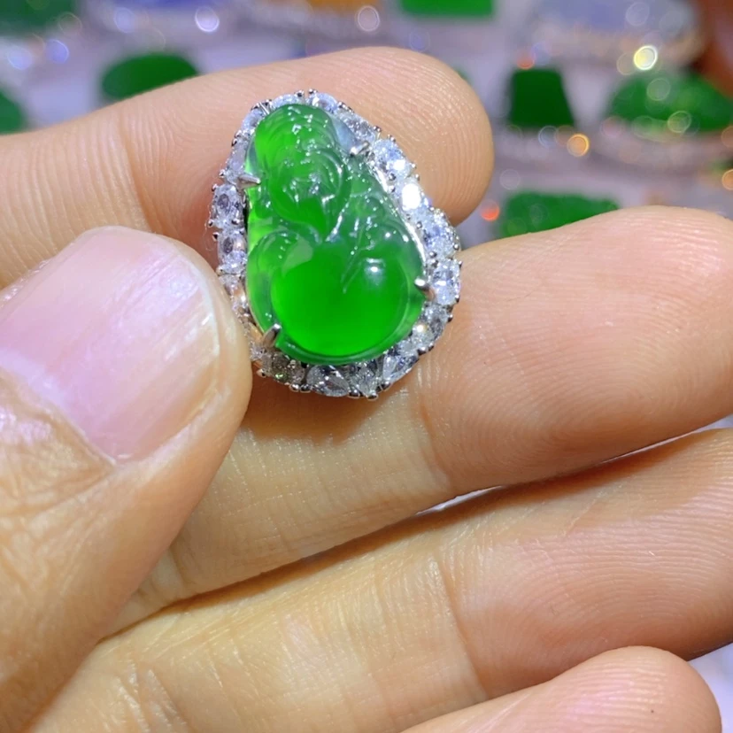 【闪购商品】翡翠挂件银S925镶嵌天然翡翠