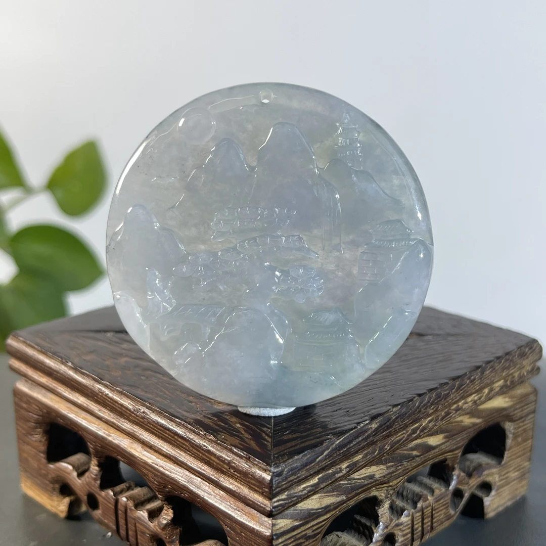 JXW26-87  天然缅甸翡翠A货  山水牌