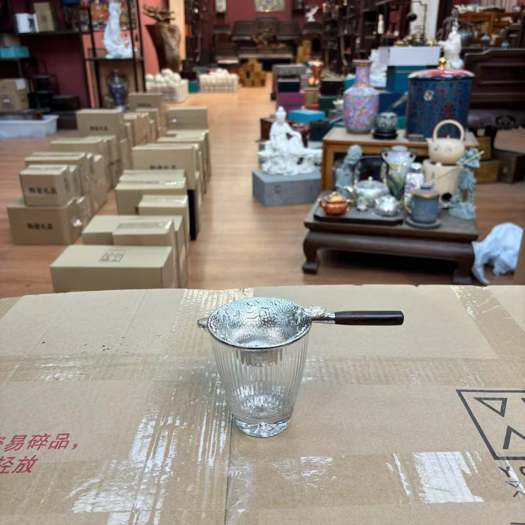 【闪购商品】茶水分离过滤莲花合金茶漏木柄