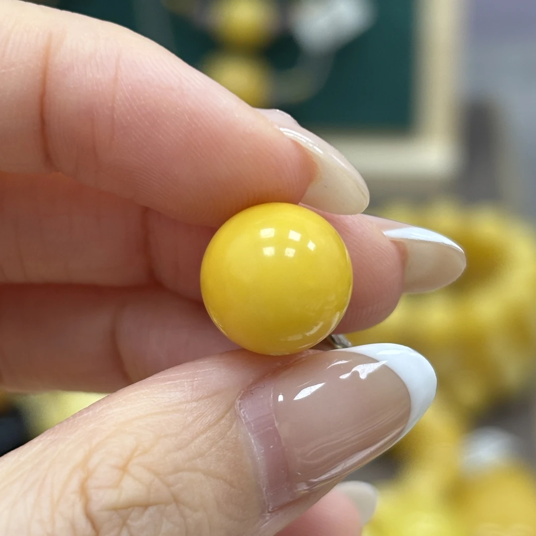 12.3mm 小妖珠宝天然原矿琥珀蜜蜡