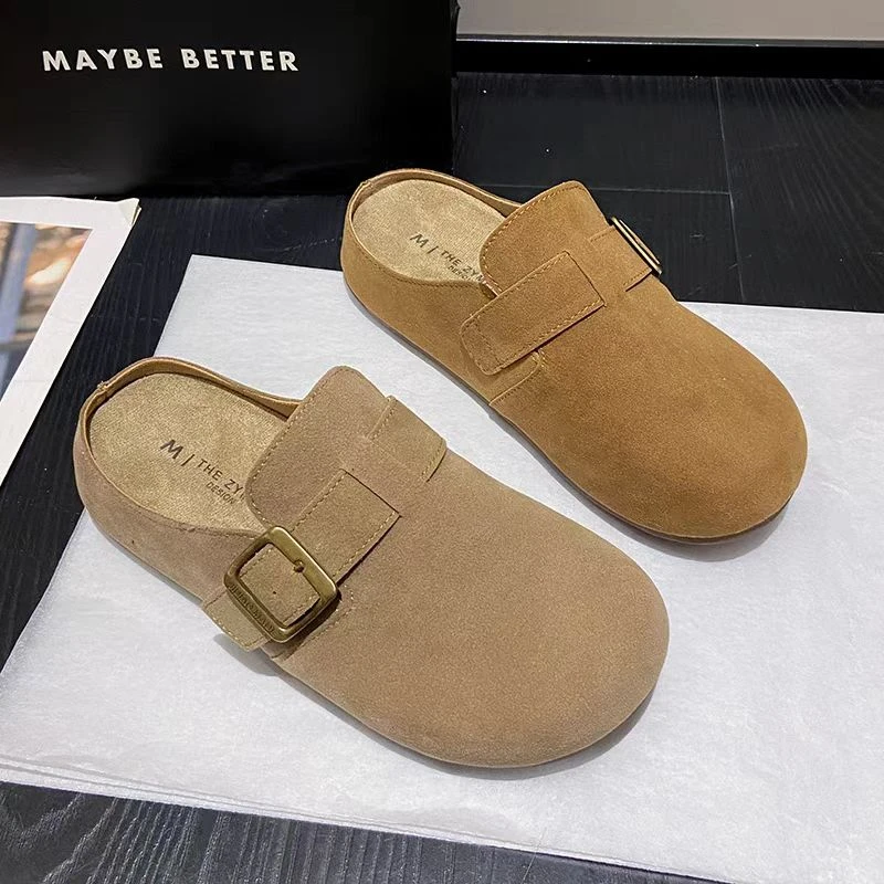 欧若风春季新款踩屎感勃肯鞋厚底软皮软底低帮女勃肯拖鞋潮鞋7280