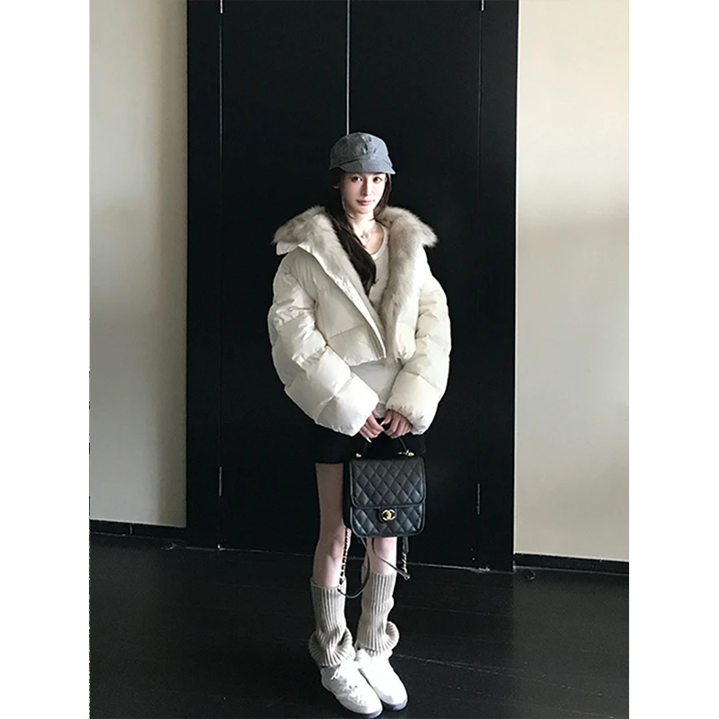 2025冬季新款毛领拼接设计感棉服外套女韩版休闲百搭短款保暖棉衣
