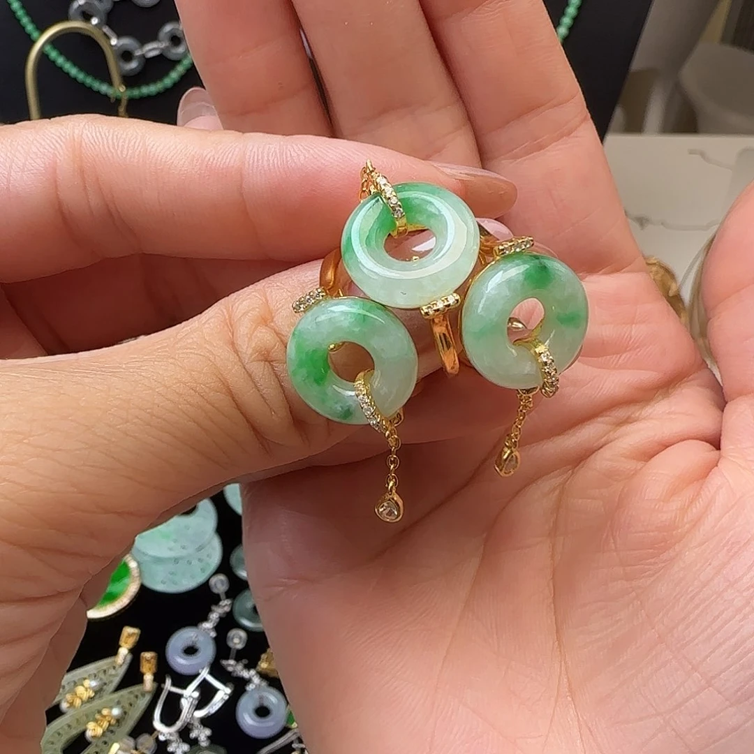 翡翠戒指银S925镶嵌多样性发一