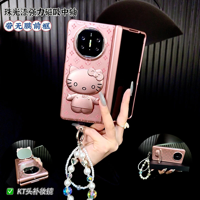 适用华为matex5手机壳matex6典藏版套x3高级感超薄折叠镜子支架女