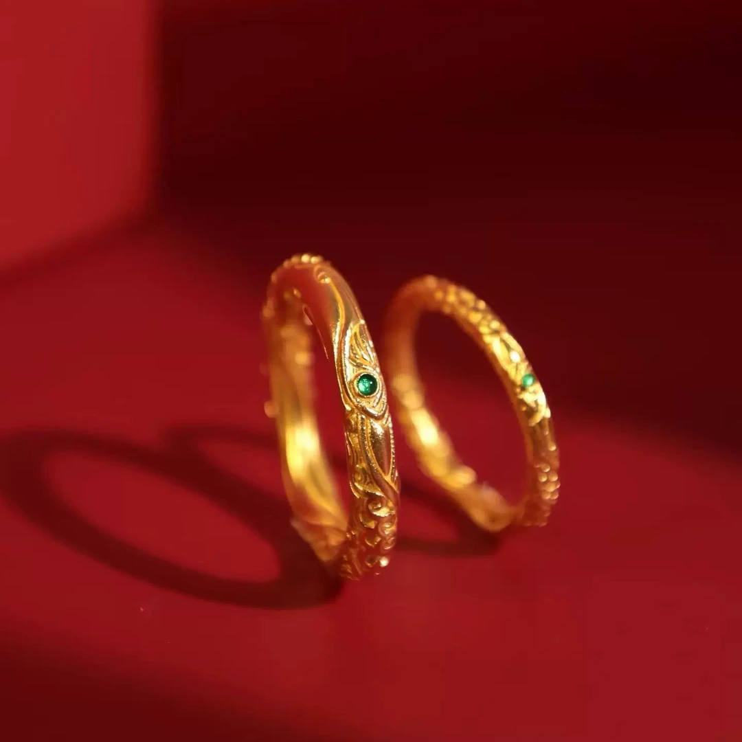 足银戒指 闭口纯银戒指女男哪吒之魔童闹海乾坤圈情侣指环对戒