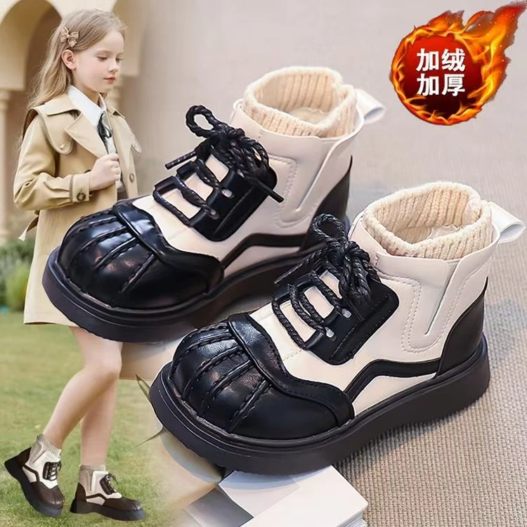 ABC儿童短靴女童靴子2025新款秋冬女孩公主男宝冬季加绒3岁靴子