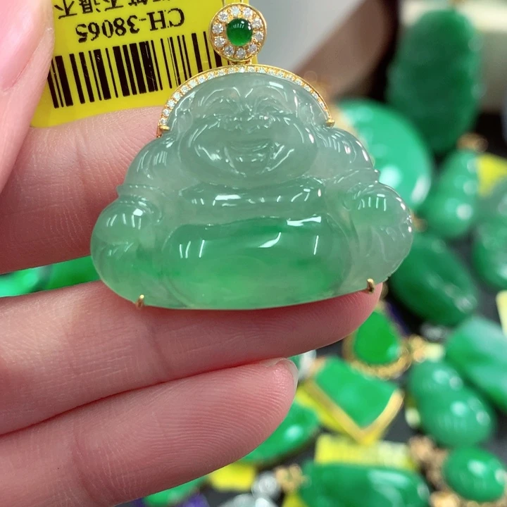 翡翠18K金镶嵌吊坠(不含链)