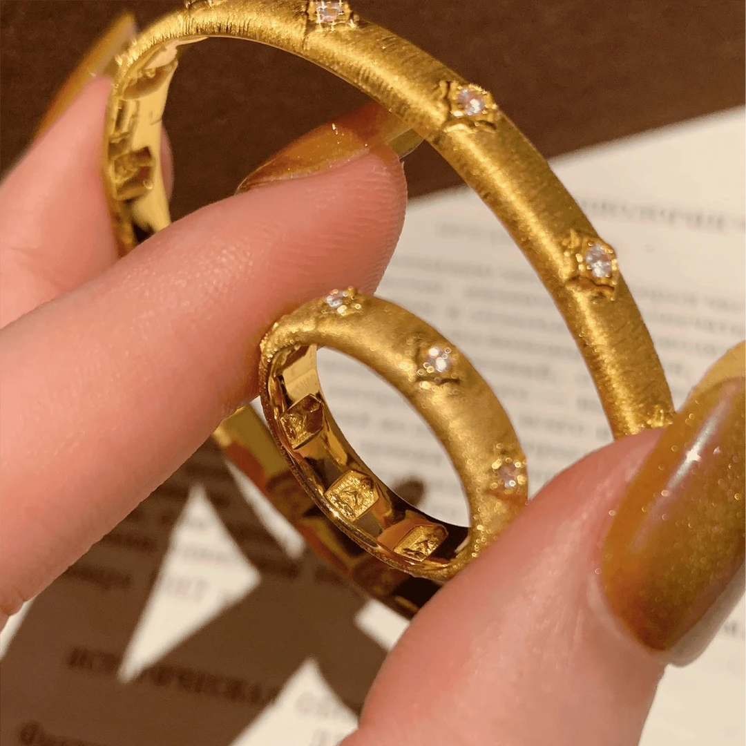 铜合金手镯 轻奢时尚奢华简约八芒星双面无相佛戒指手镯百搭新款