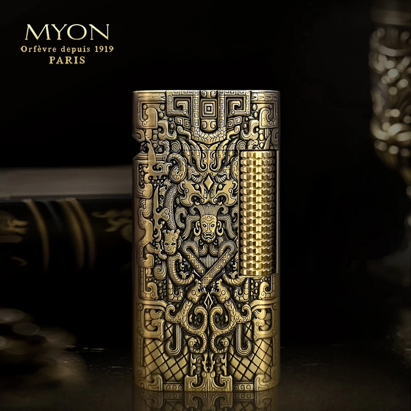 勉牌MYON待机王商周青铜纹原铜款一机一码勉牌煤油打火机