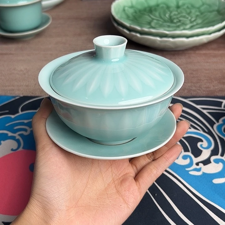 绘***钧龙泉云间青瓷小米茶器