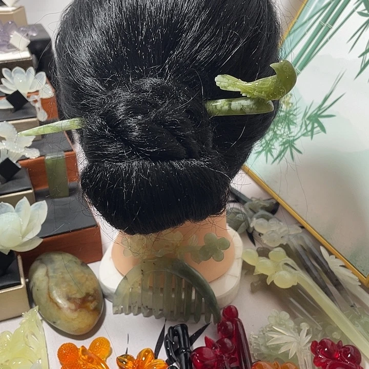 蛇纹石玉合金发饰