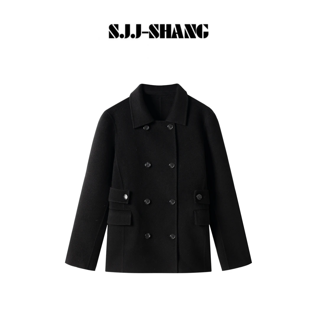 SJJ-SHANG【米兰杂志】时髦设计感排扣双面羊绒大衣q135496p