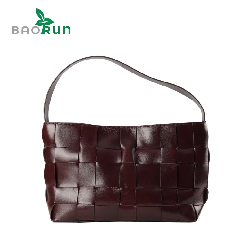 【35编织格纹包-原创】高级油蜡皮时尚女士编织腋下包休闲百搭
