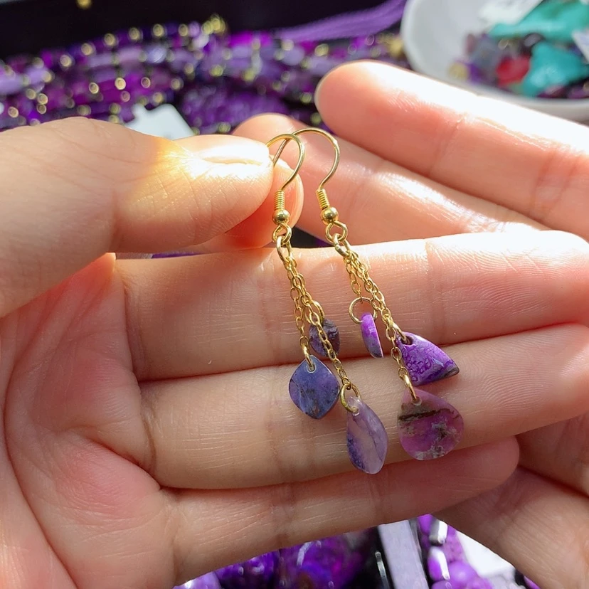 【闪购商品】苏纪石（舒俱来）银S925镀金镶嵌耳钩