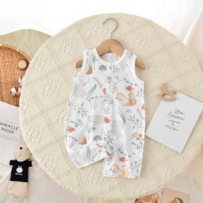 【爆款上新】婴儿连体衣纯棉无袖薄款哈衣新生儿爬服宝宝衣服夏装