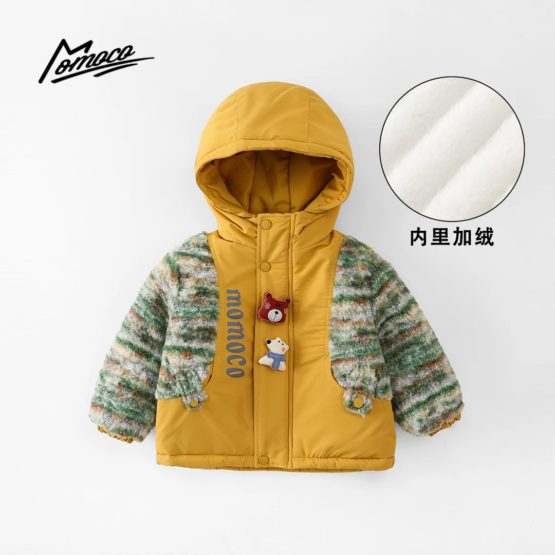 MOMOCO冬季新款男女童冬款韩版公仔小狗棉服连帽外套77430123064