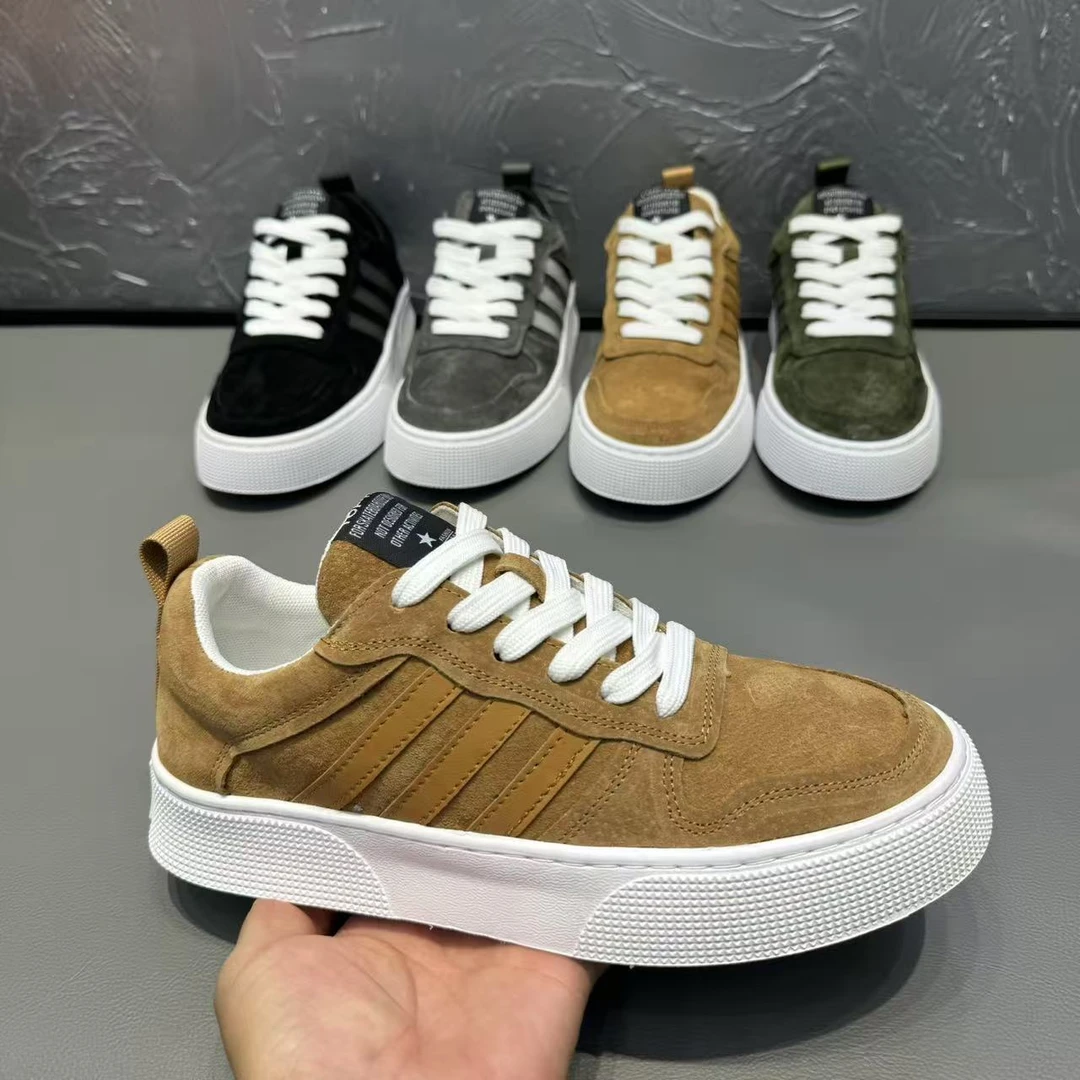 男士低帮舒适系带板鞋2025新款时尚百搭复古休闲运动鞋