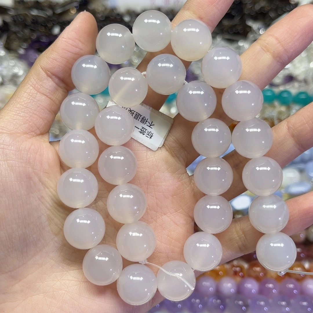 玛瑙/玉髓散珠天然白玛瑙卡14长条38厘米