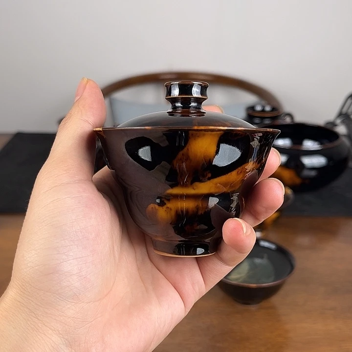 碗玳瑁釉葫芦二才盖碗