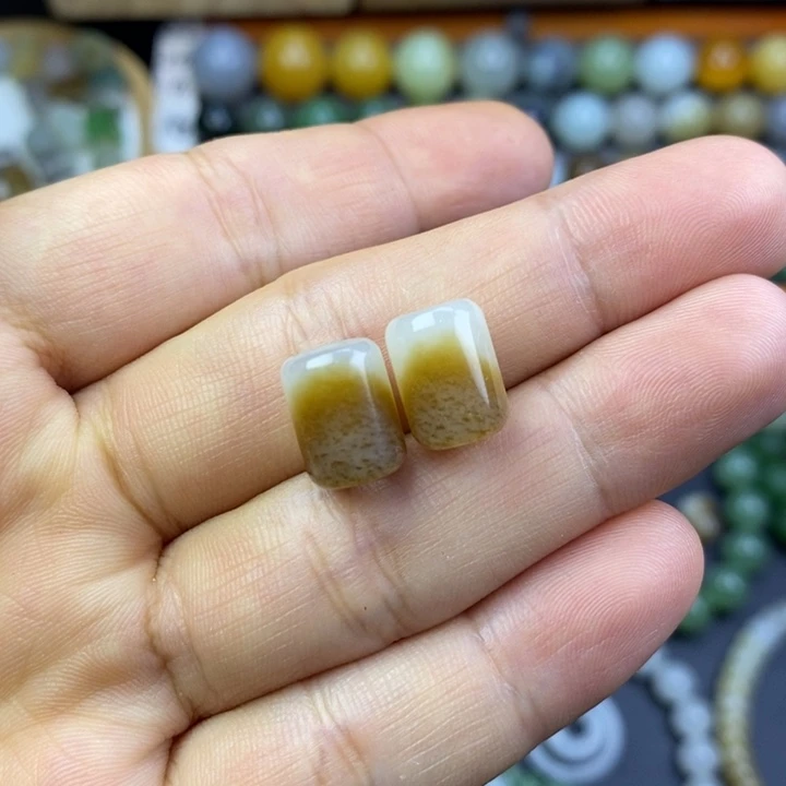 未镶嵌和田玉珠宝半成品糖白桶珠卡9