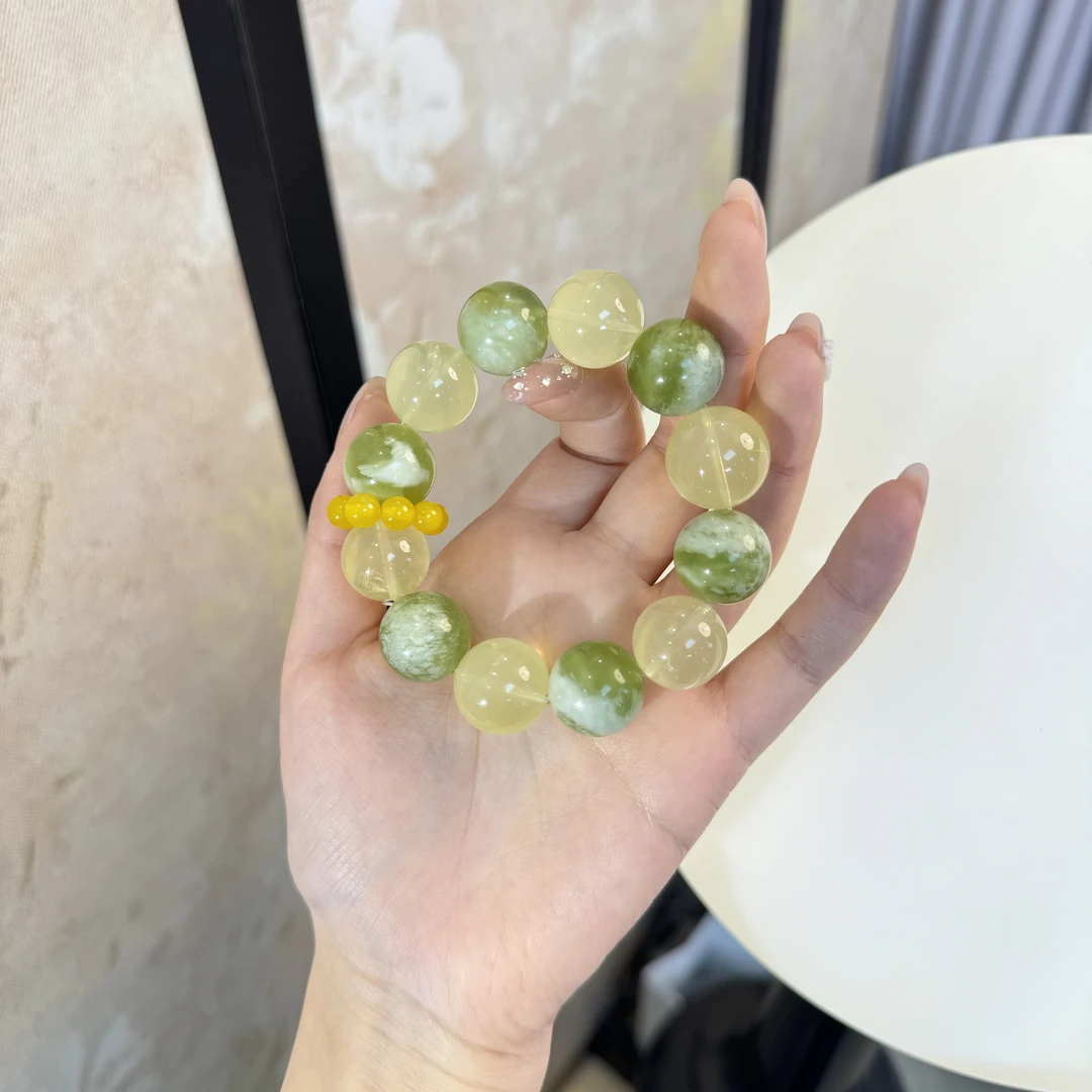 *金桔柠檬*岫玉天然水晶手串手链A3-6