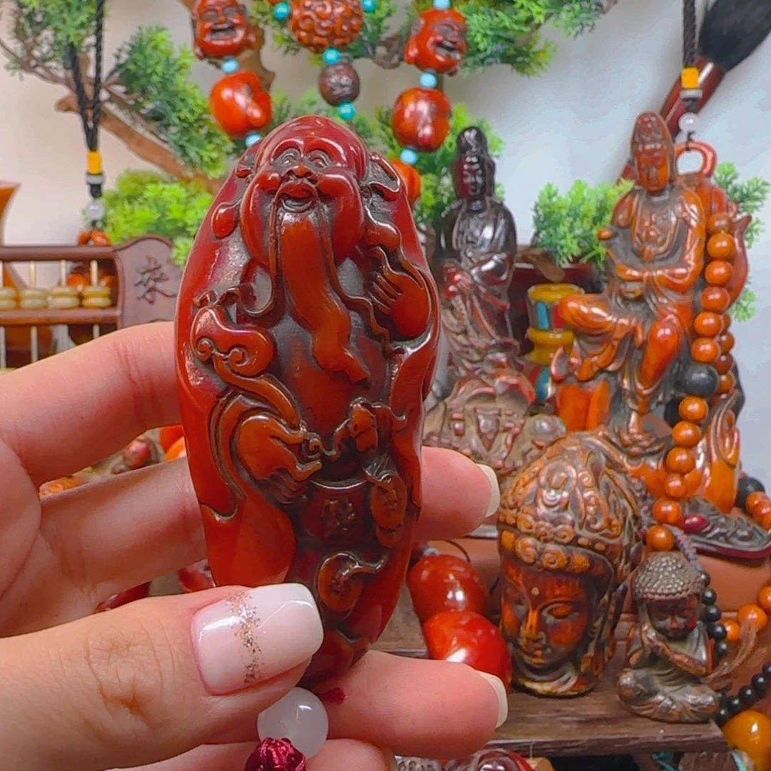 琥珀裸石未镶嵌手把