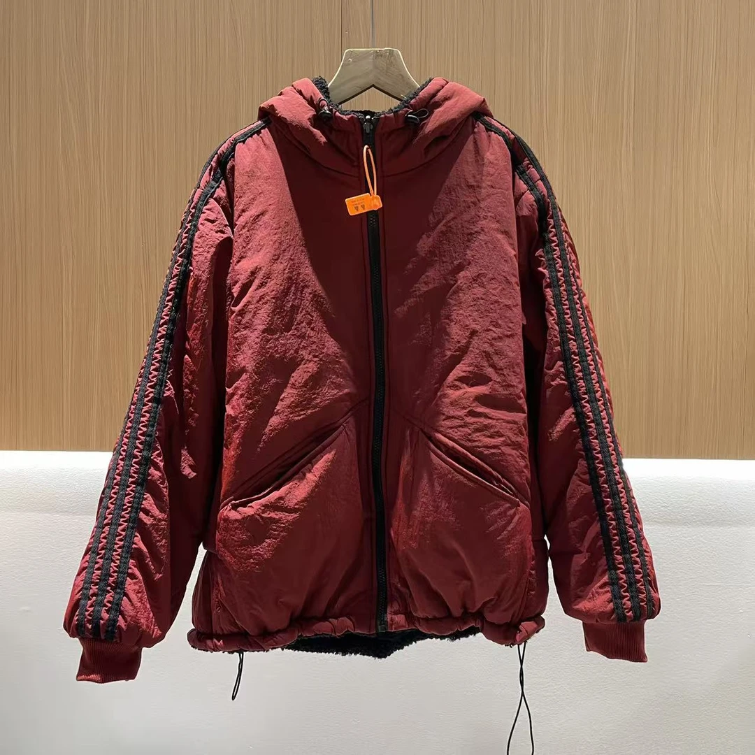 18111新款冬季双面穿加绒加厚时尚百搭气质显瘦连帽棉服