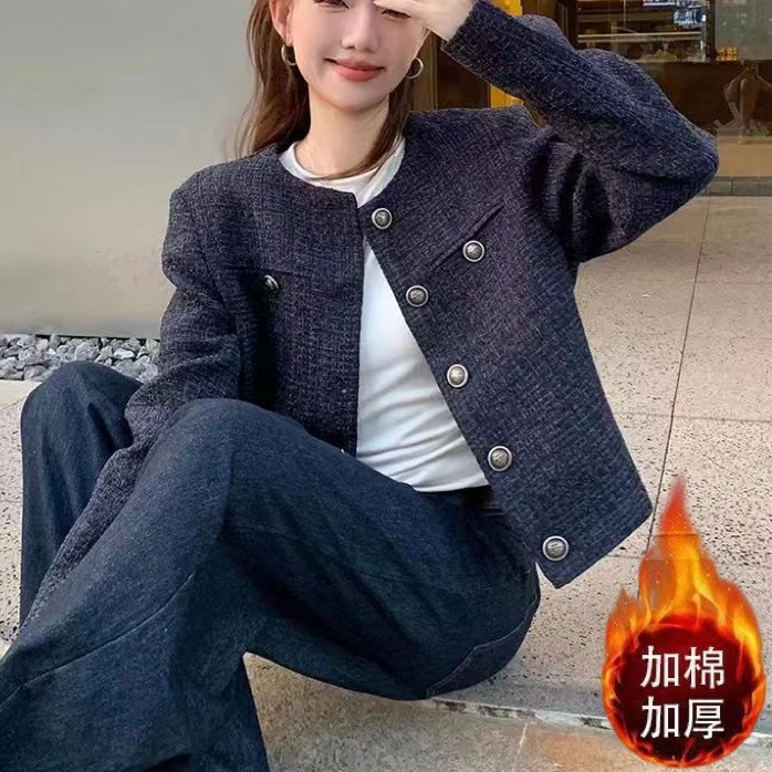 【退换包运费】夹棉小香风外套休闲短款小众气质韩系名媛YY680