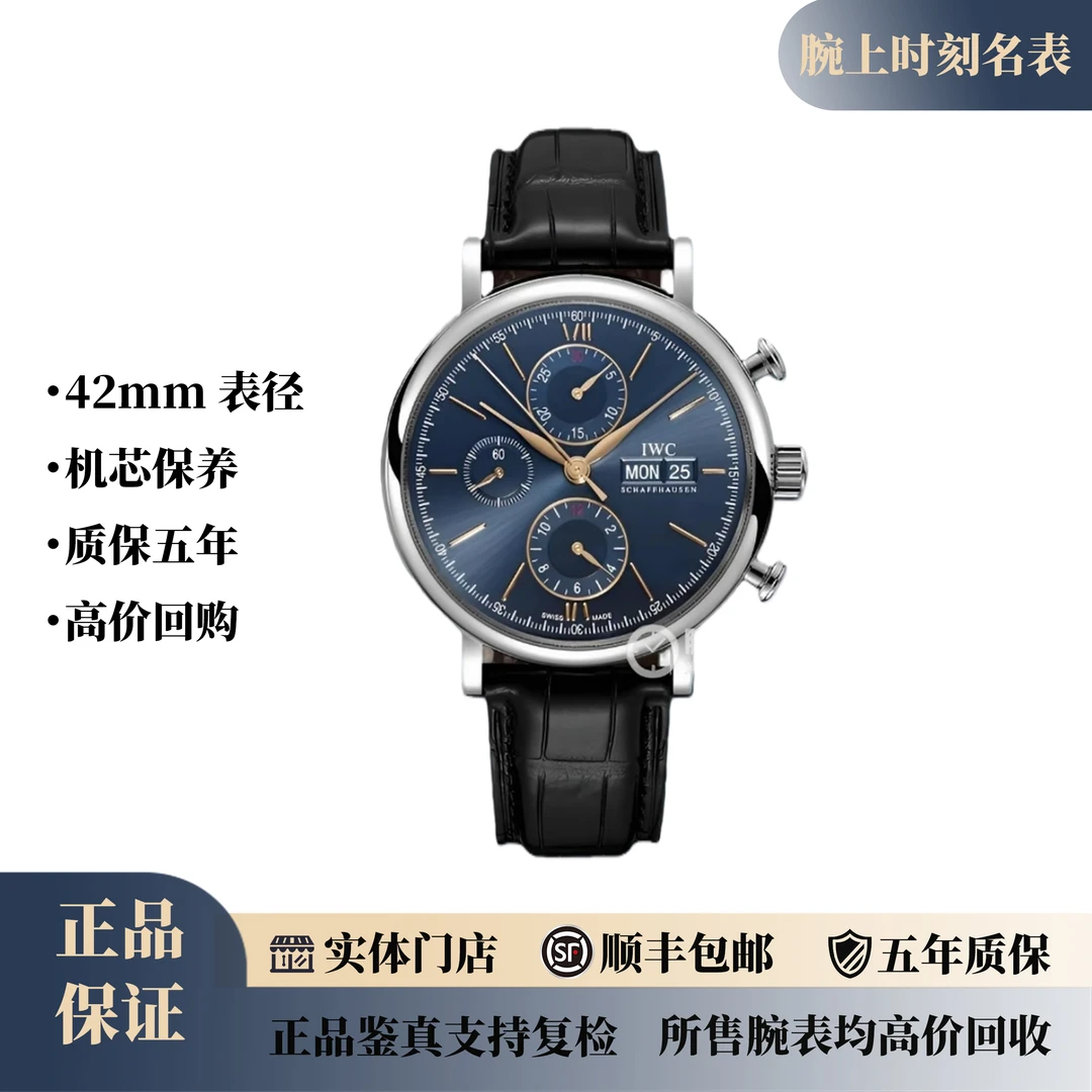 99新 IWC/万国 柏涛菲诺系列/新款21年蓝盘金针/ 42mm/公价58500