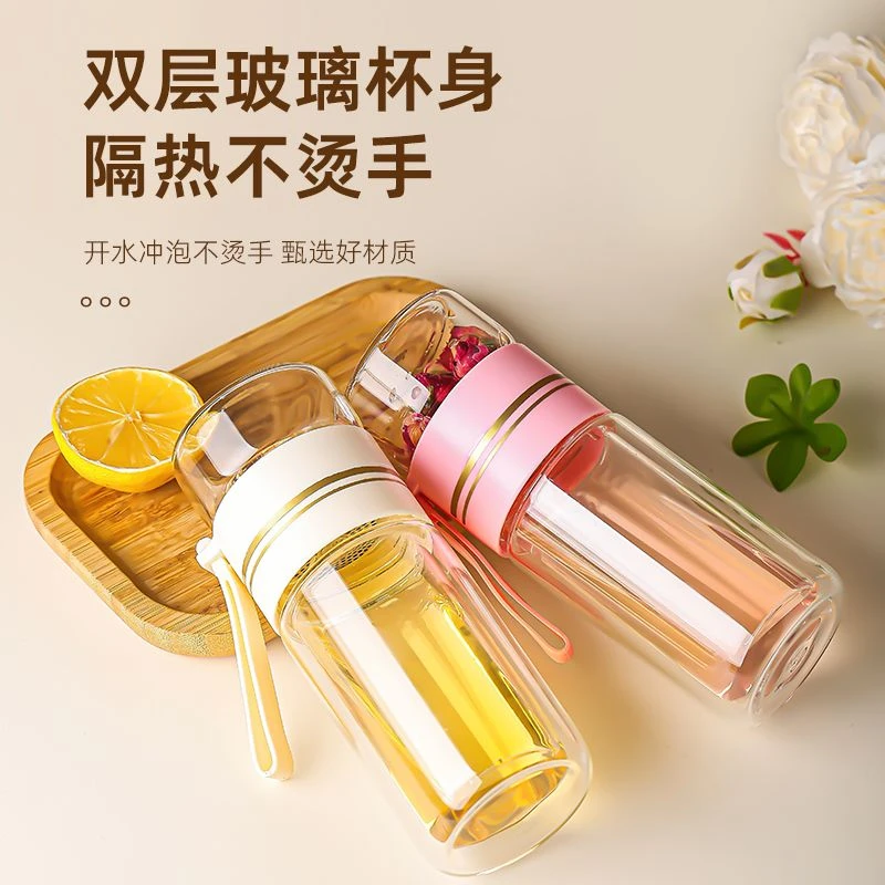 茶水分离杯子男女泡茶玻璃杯玻璃高档双层过滤隔热水杯便携茶杯Z