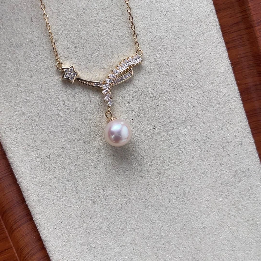 银S925镶嵌海水珍珠吊坠(不含链)