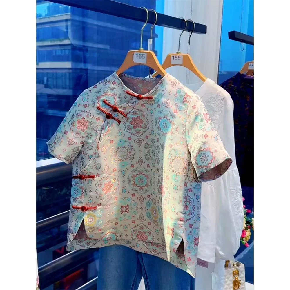 新中式女装中国风年轻款盘扣改良唐装衬衫女2025夏季新款上衣小衫