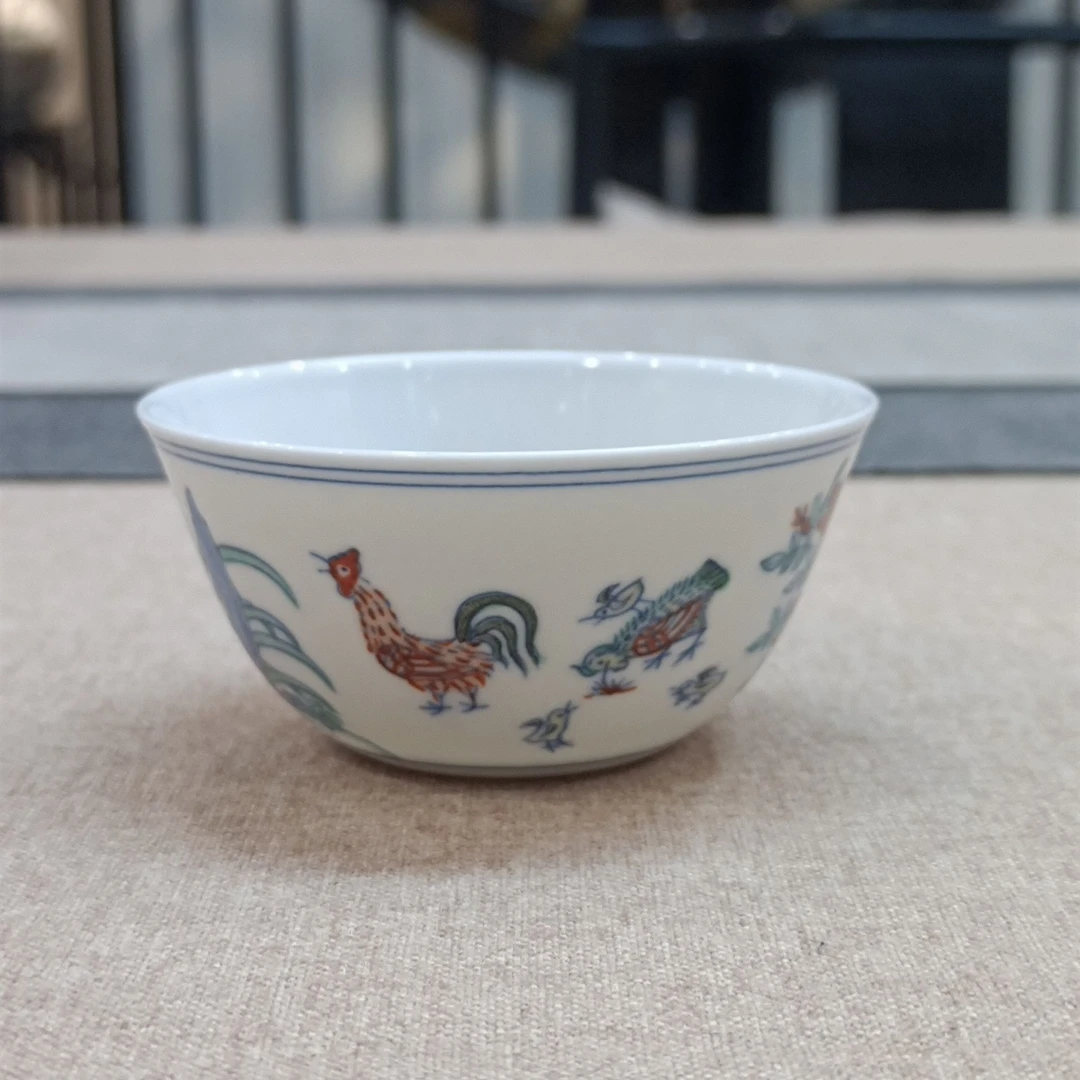 【涂杏花】斗彩鸡缸杯