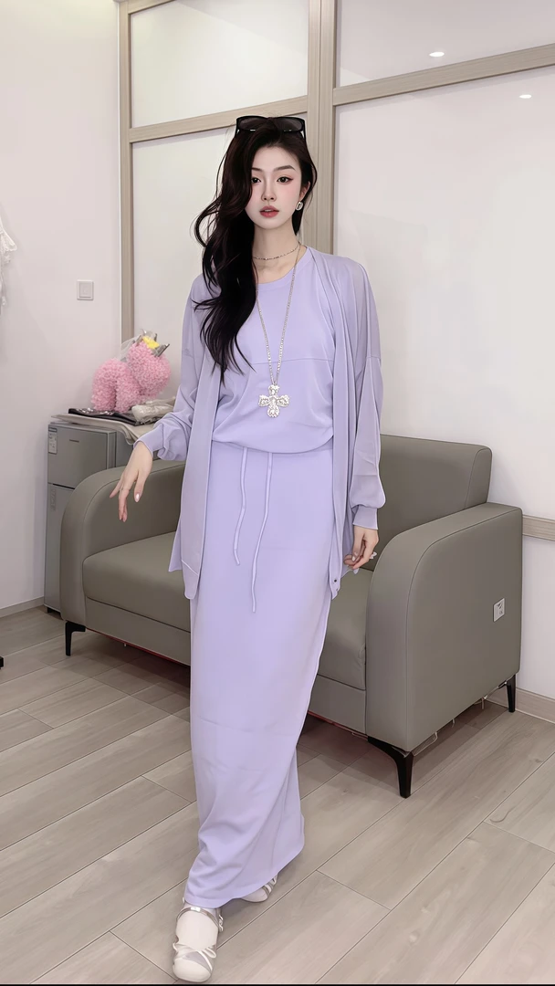甜粿妹妹【柏林纪事】慵懒风简约宽松纯色背心套装休闲气质显瘦长裙