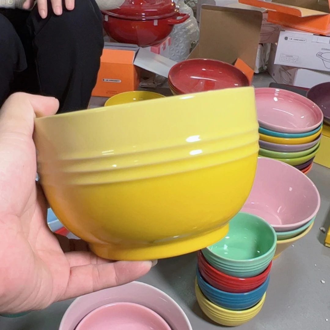 陶瓷轻虹黄色面碗