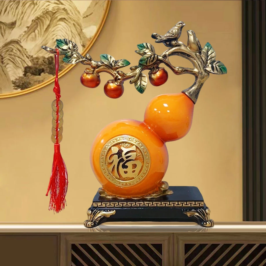 客厅玄关中式装饰品乔迁礼品招财大葫芦摆件新家搬迁酒柜工艺摆设
