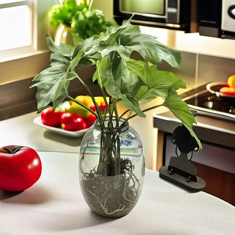 春羽两株苗灰色大肚瓶水培叶室内好养办公桌绿植