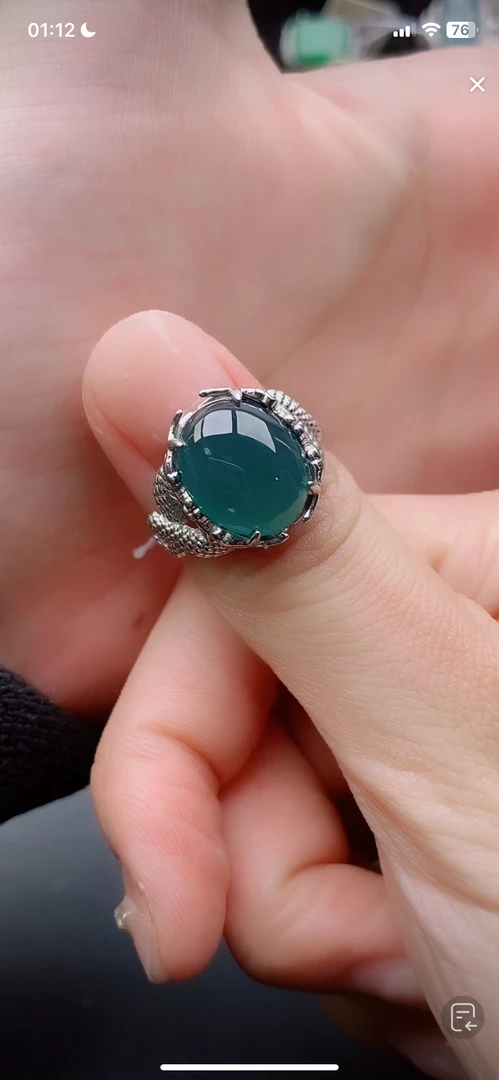 天然翡翠戒指s925银男戒