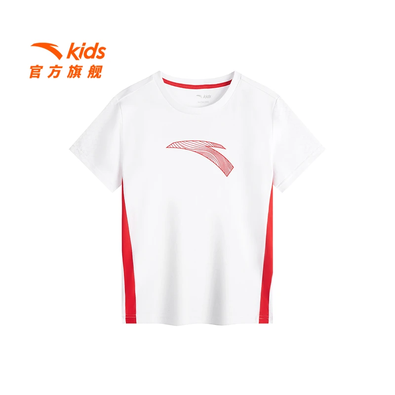 安踏儿童男女童针织短袖衫夏季欧若透气舒适运动T恤/A372427102