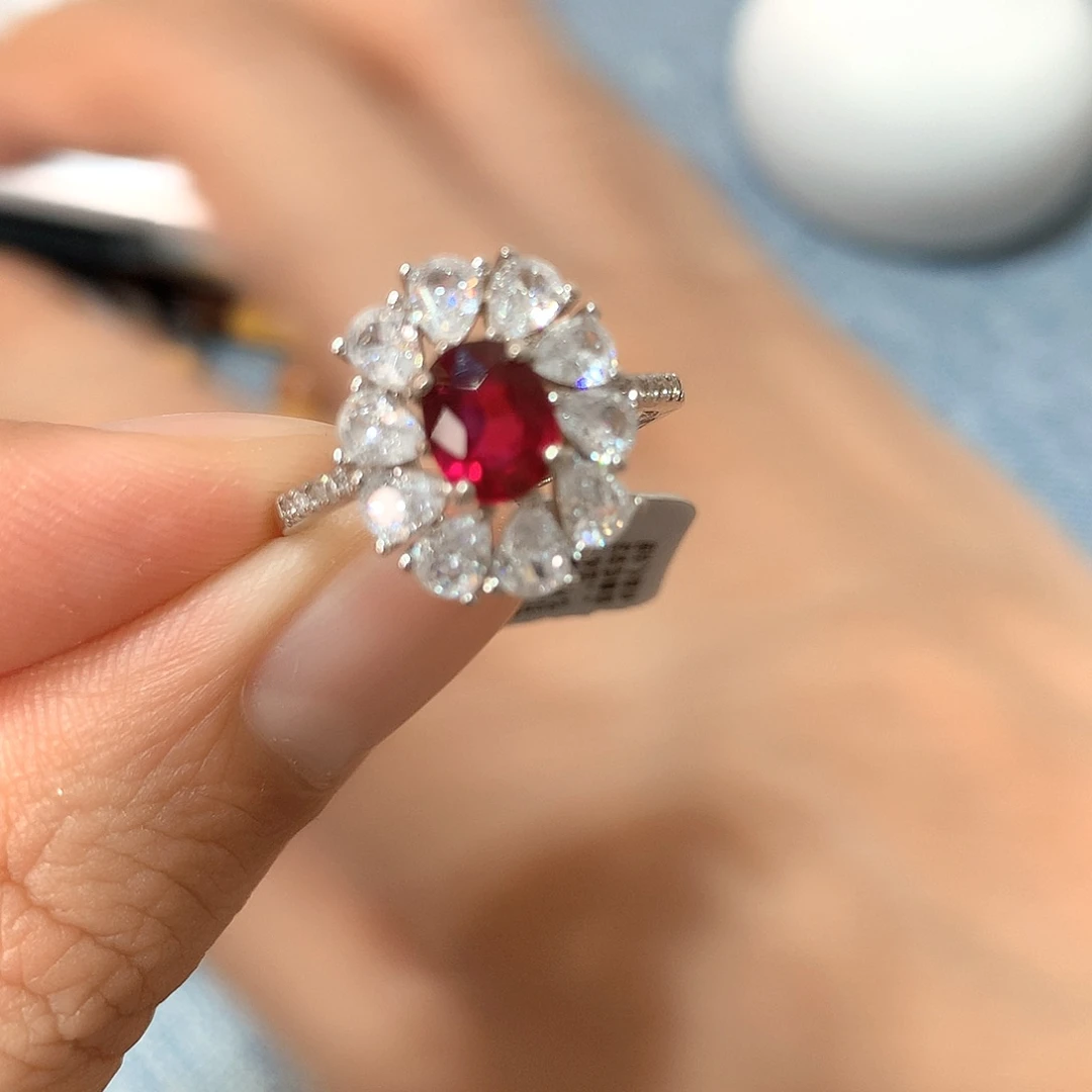 戒指银S925镶嵌碧玺