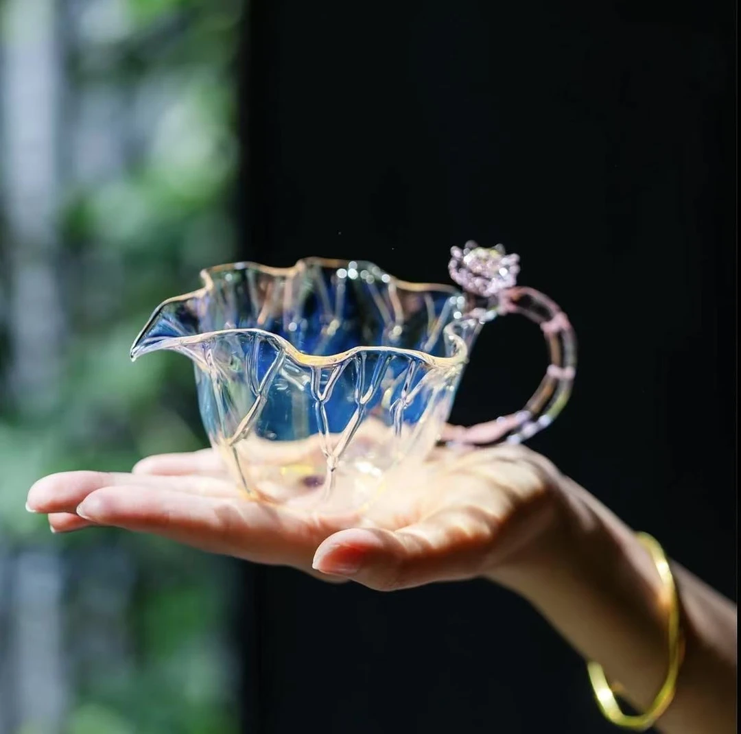 晶焱 荷韵公道杯熏金工艺手工耐热玻璃泡茶分茶器高颜值仙女专用