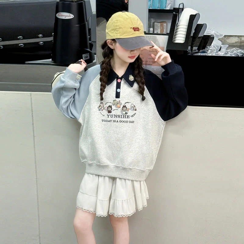 女童卫衣春秋款2025新款儿童洋气早秋上衣女孩大童秋装衣服初中生