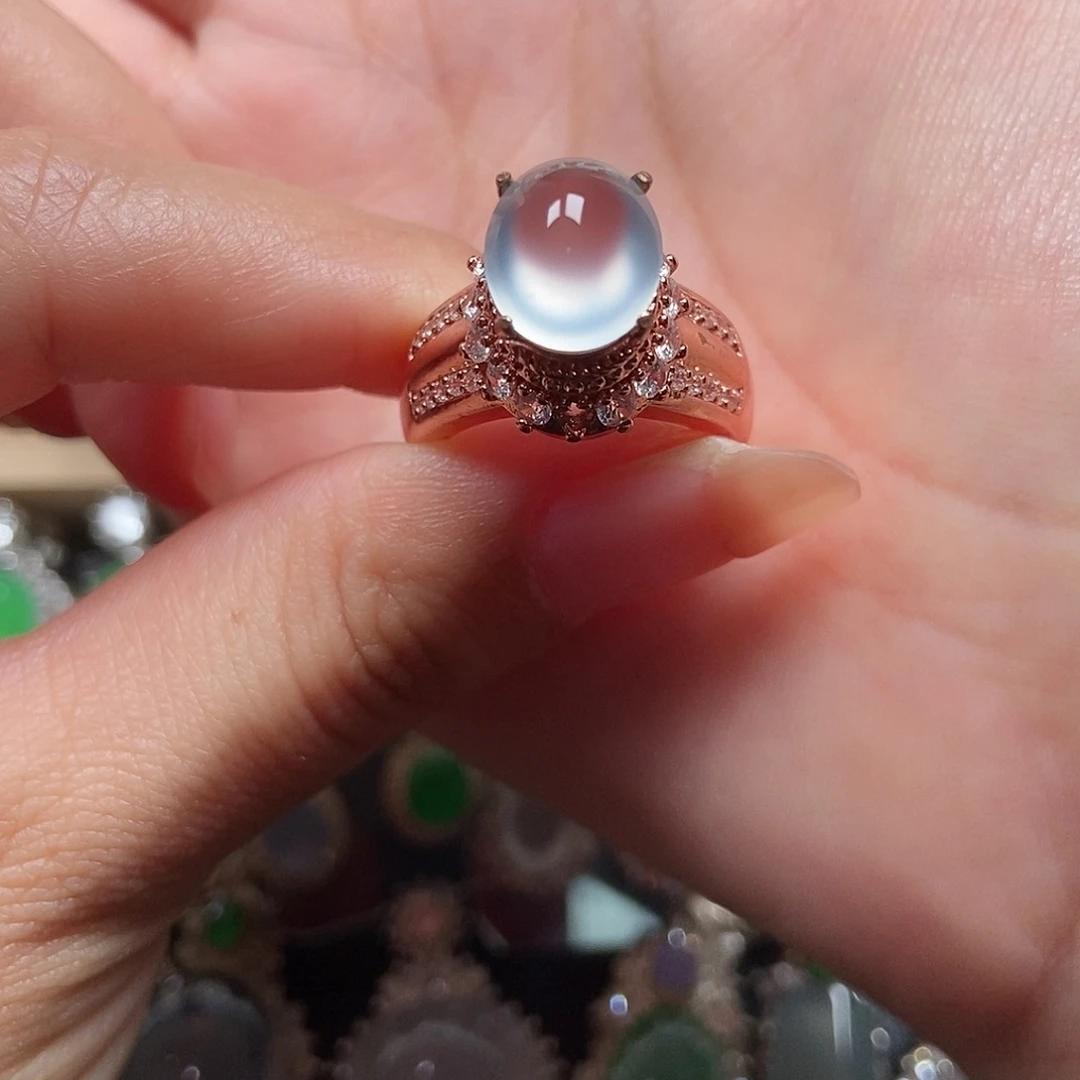 粉***～翡翠未镶嵌戒指翡翠戒指