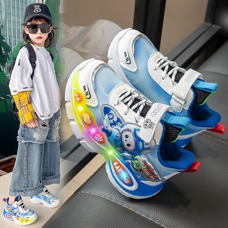 女童鞋子2025春秋儿童运动鞋中大童卡通老爹鞋透气网面百搭跑步鞋