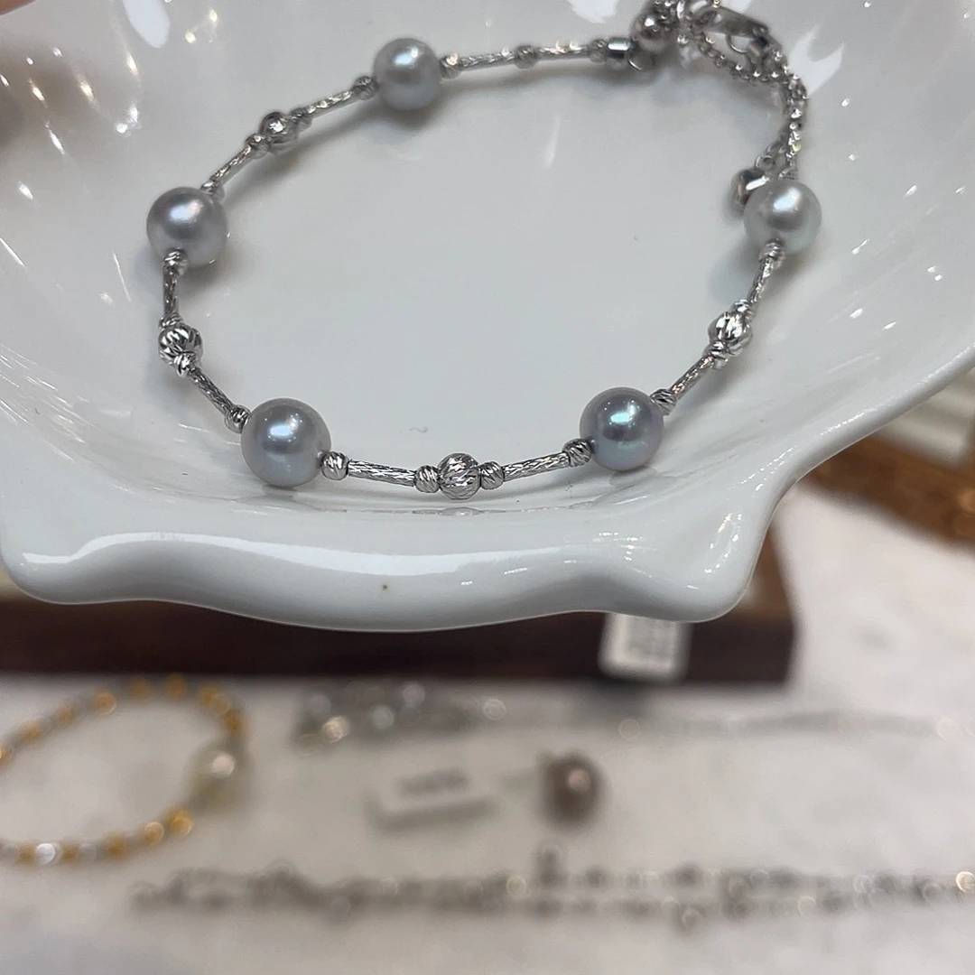 银S925镶嵌手绳海水珍珠